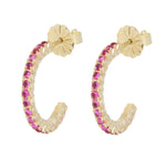 Load image into Gallery viewer, French Set Pink Sapphire Hoops

