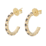 Load image into Gallery viewer, French Set Black Diamond + Pearl Hoops
