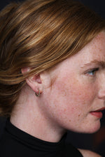 Load image into Gallery viewer, French Set Black Diamond + Pearl Hoops
