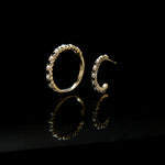 Load image into Gallery viewer, French Set Black Diamond + Pearl Hoops
