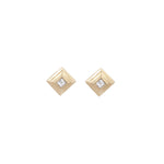 Load image into Gallery viewer, Tiny Ziggurat Diamond Studs
